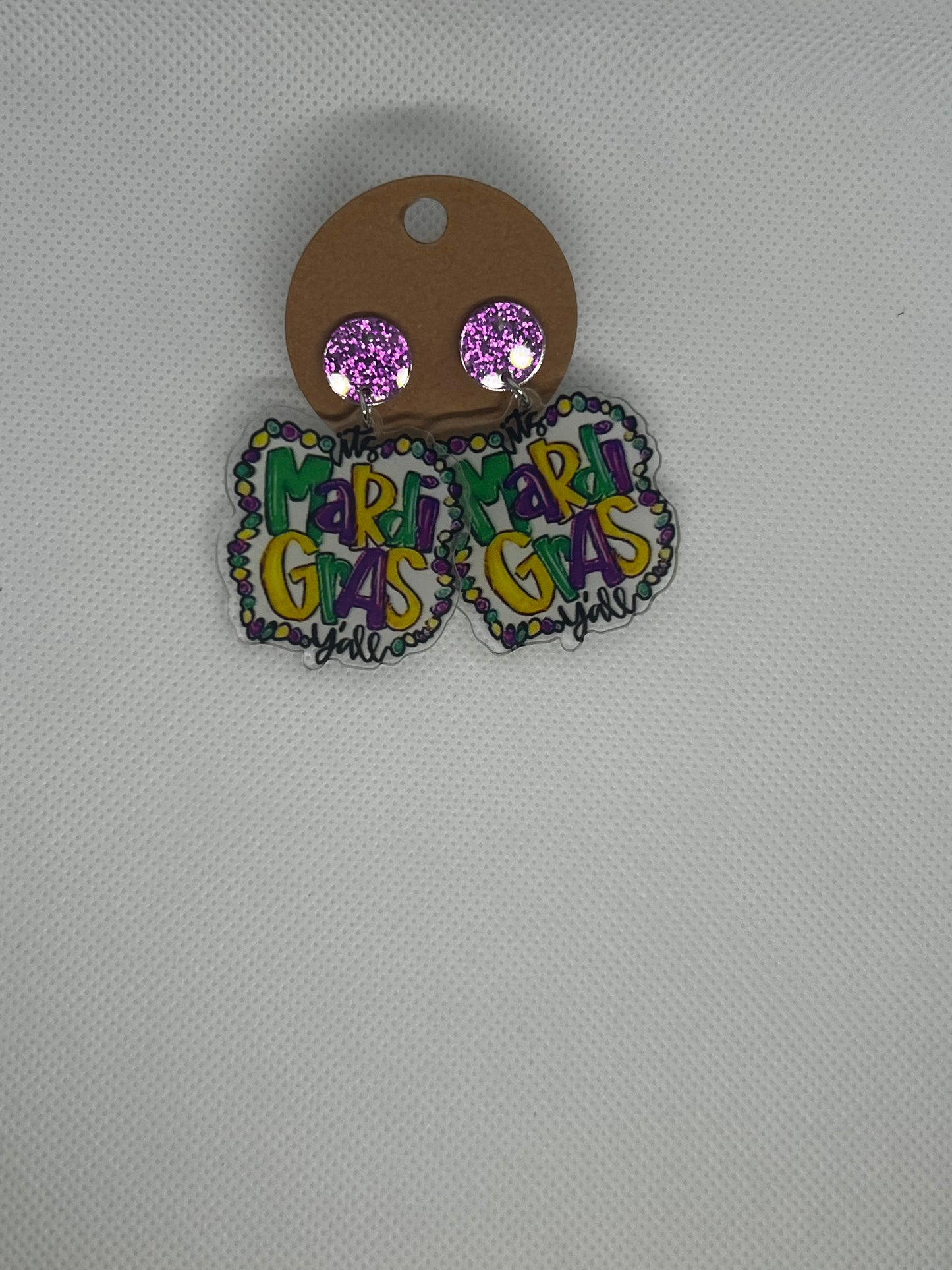 Mardi Gras Dangly Earrings