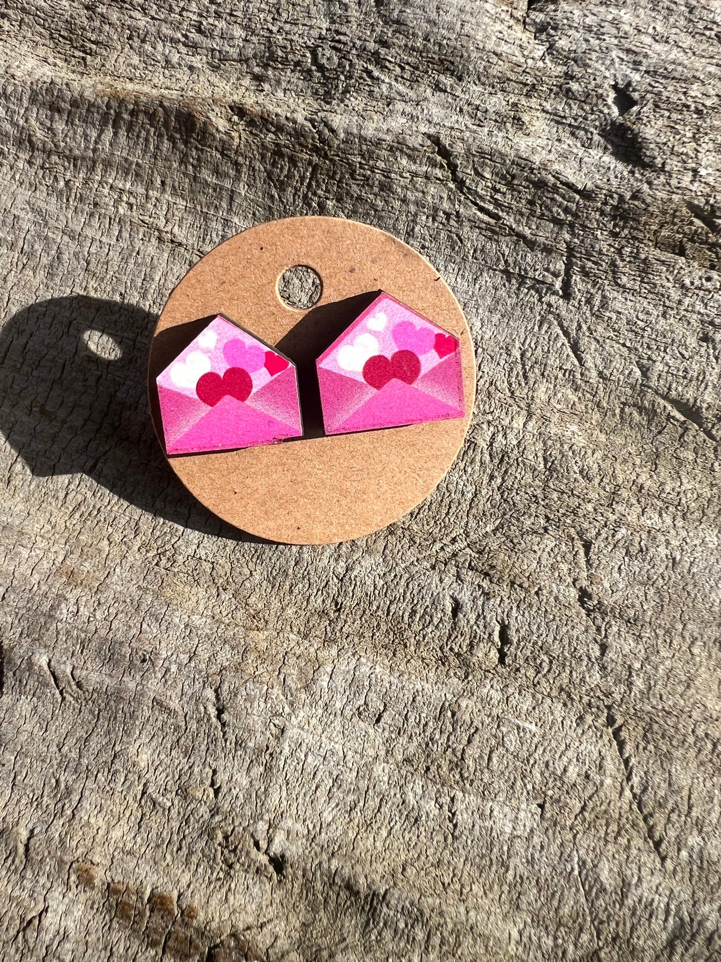 Valentine's Wooden Stud Earrings