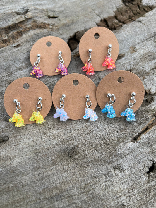 Small Dangly Unicorn Earrings