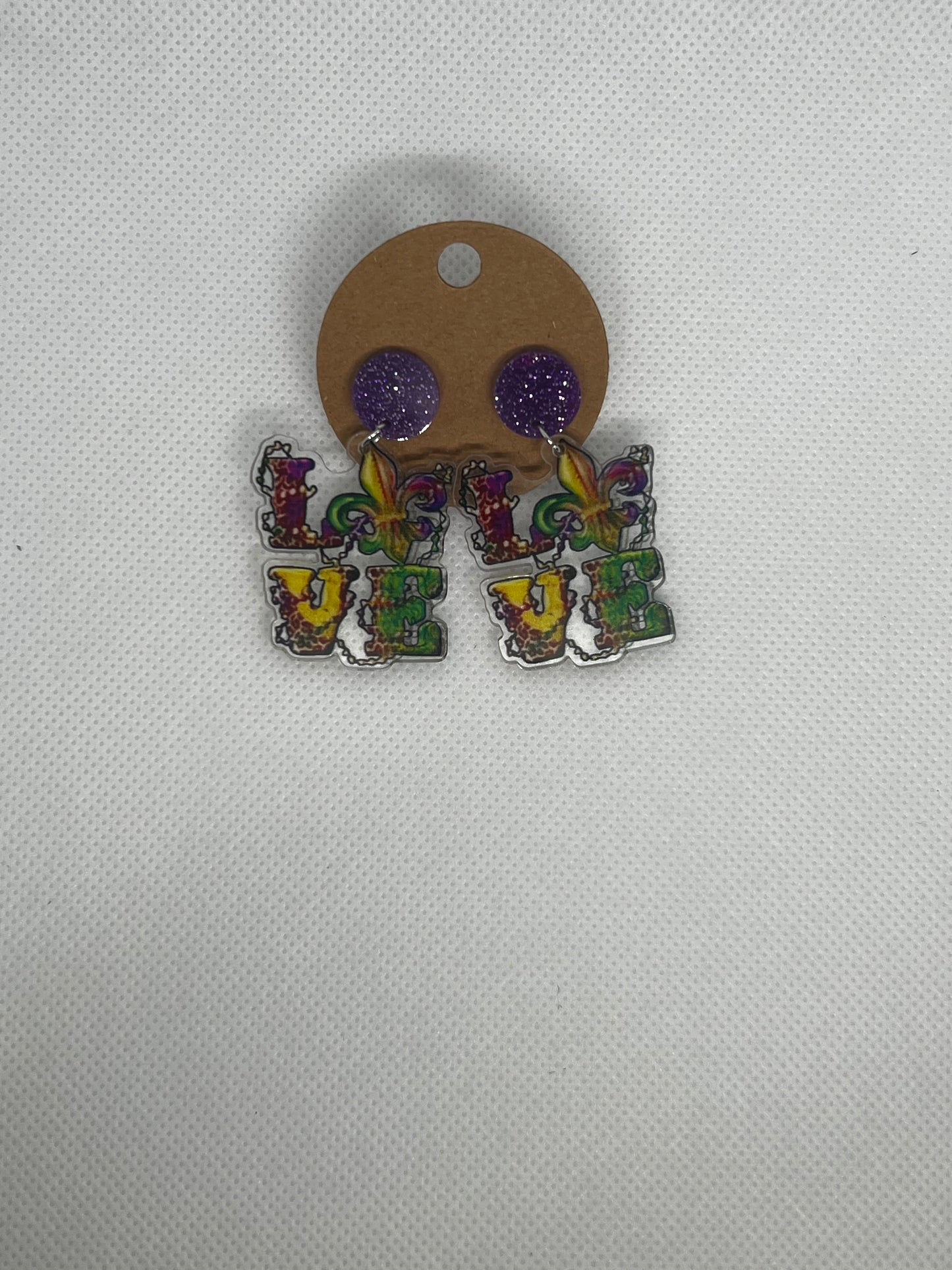 Mardi Gras Dangly Earrings