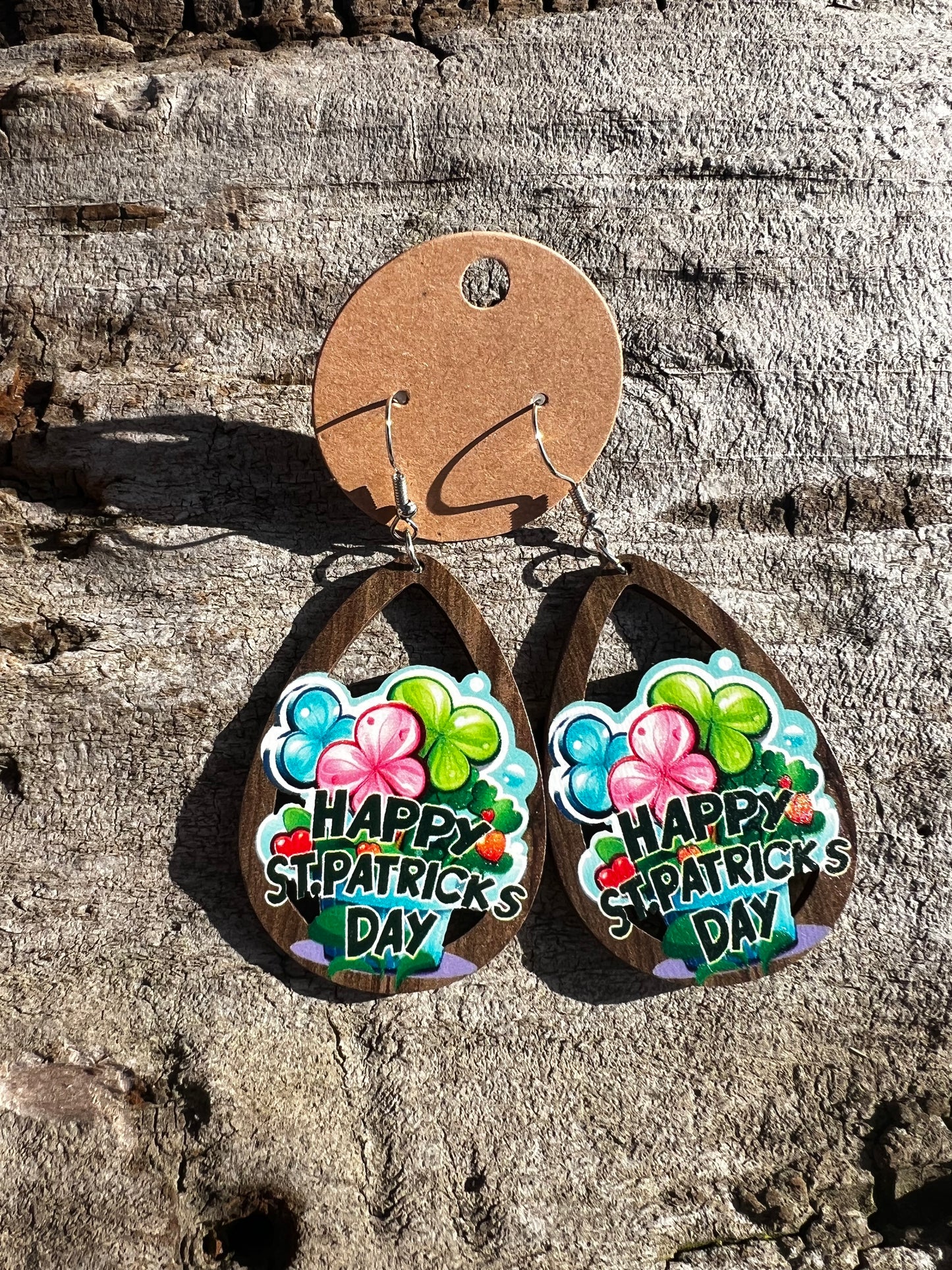 St. Patrick’s Wooden Dangly Earrings