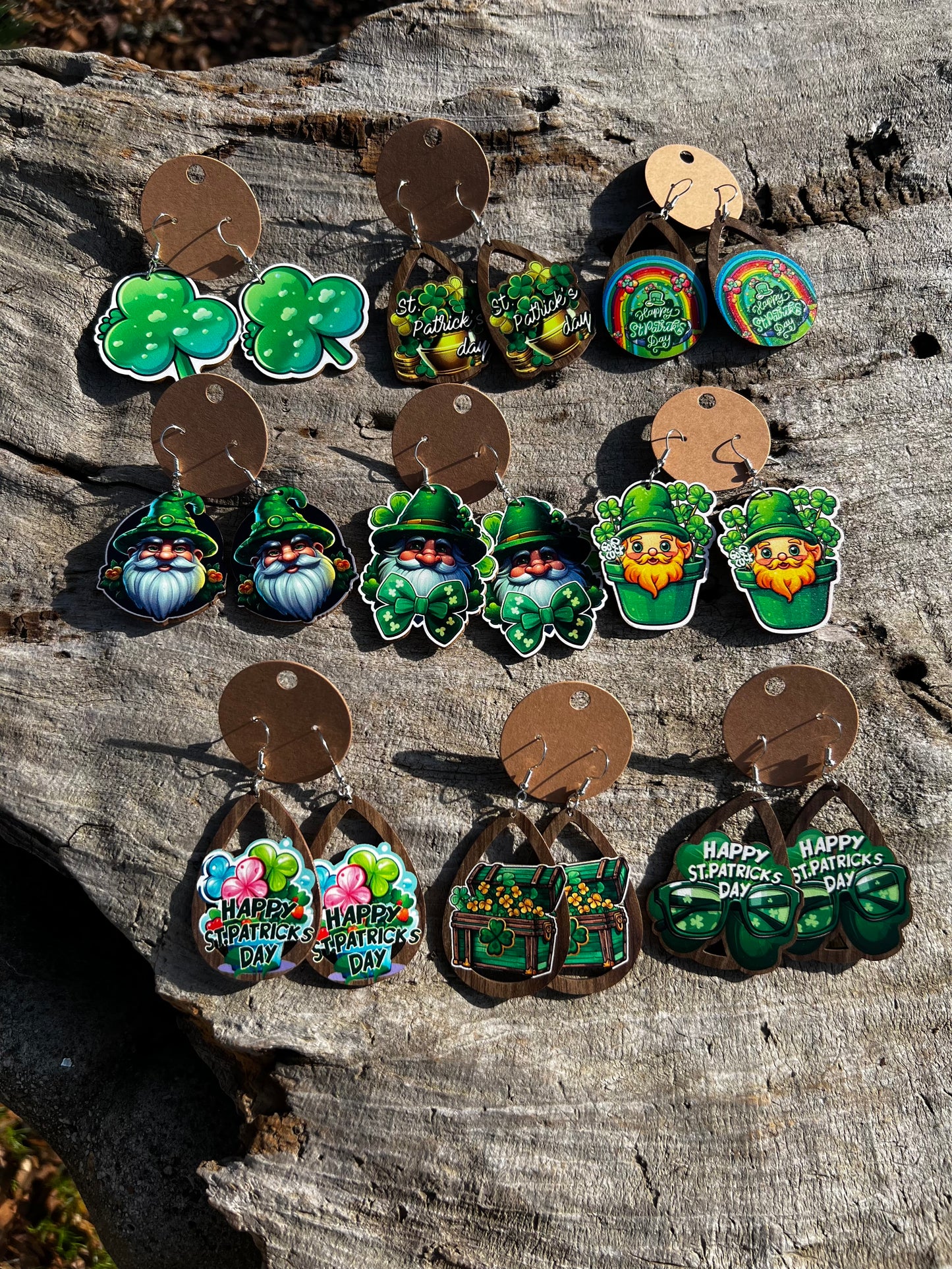 St. Patrick’s Wooden Dangly Earrings