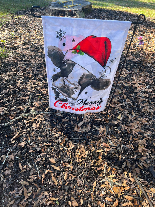 Merry Christmas Cow Flag