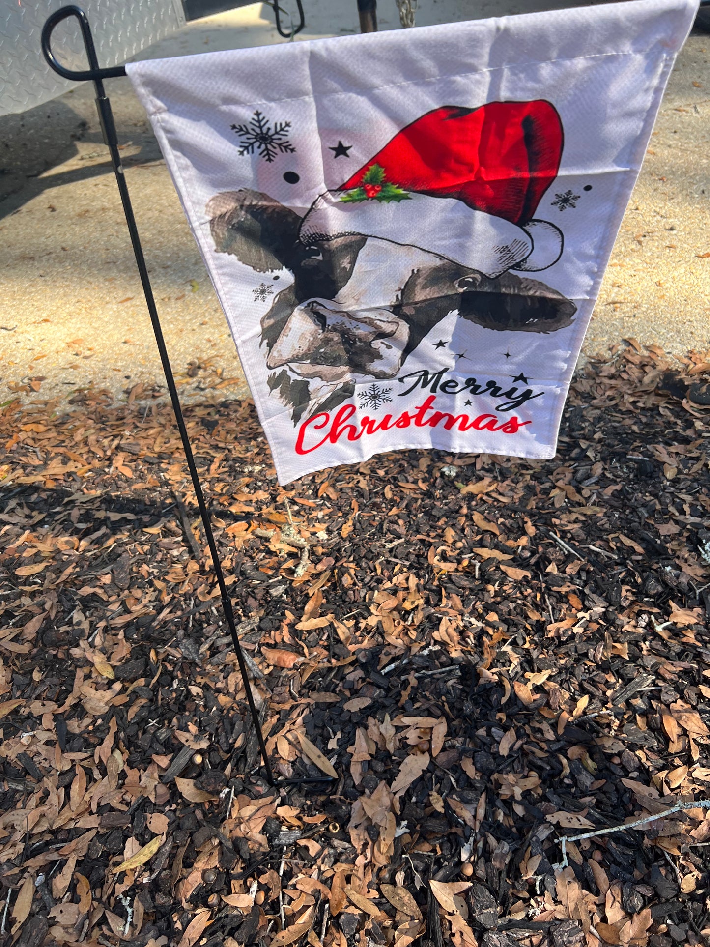 Merry Christmas Cow Flag