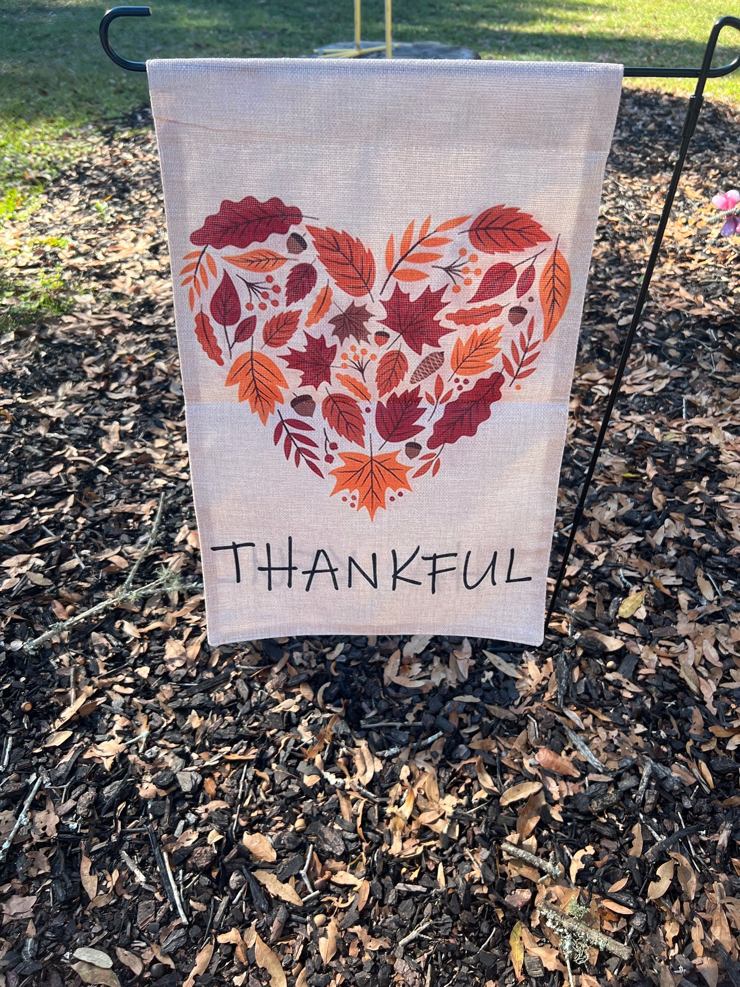 Thankful Flag with Fall Leaf Heart