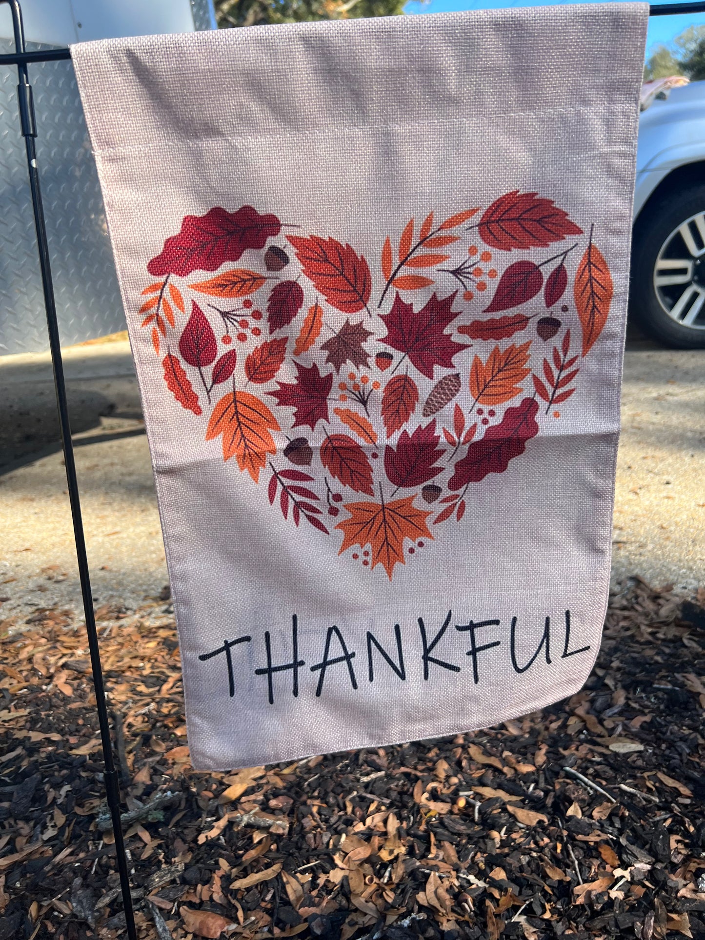 Thankful Flag with Fall Leaf Heart