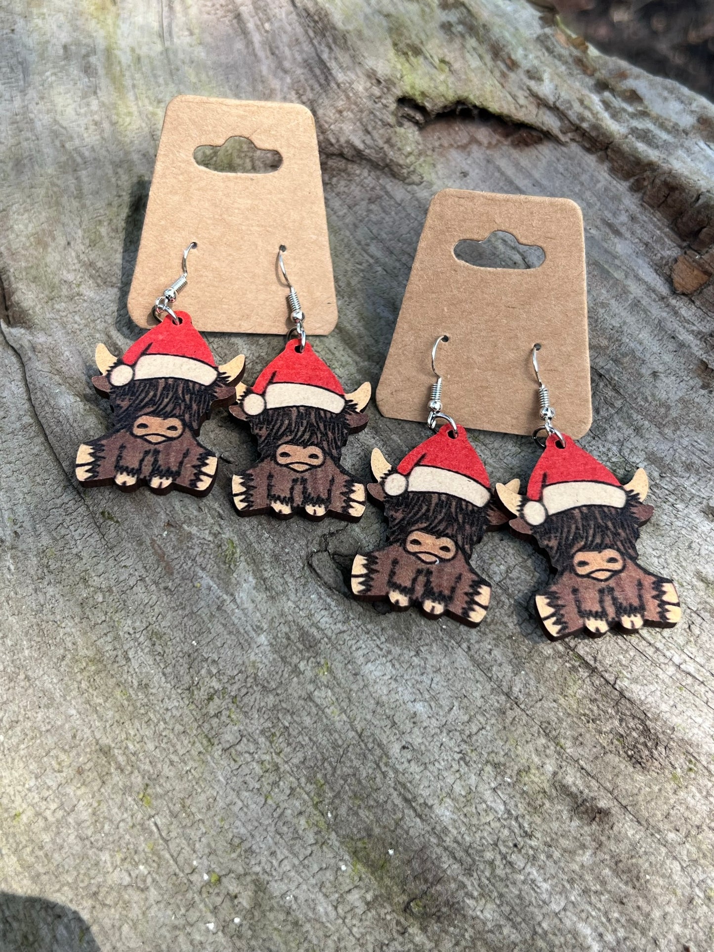 Dangly Christmas Cow Earrings