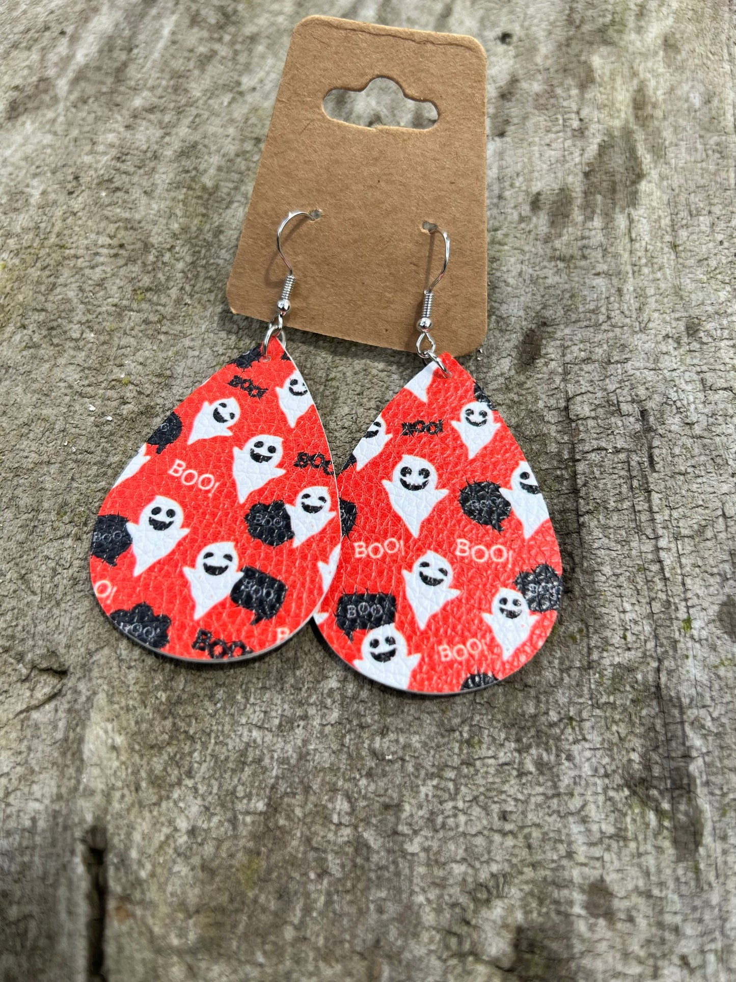 Faux Leather Halloween Dangly Earrings