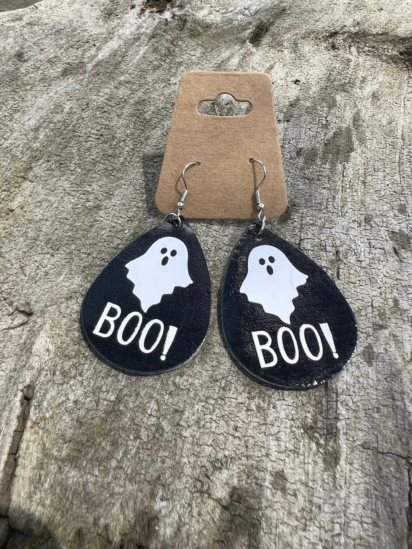 Faux Leather Halloween Dangly Earrings