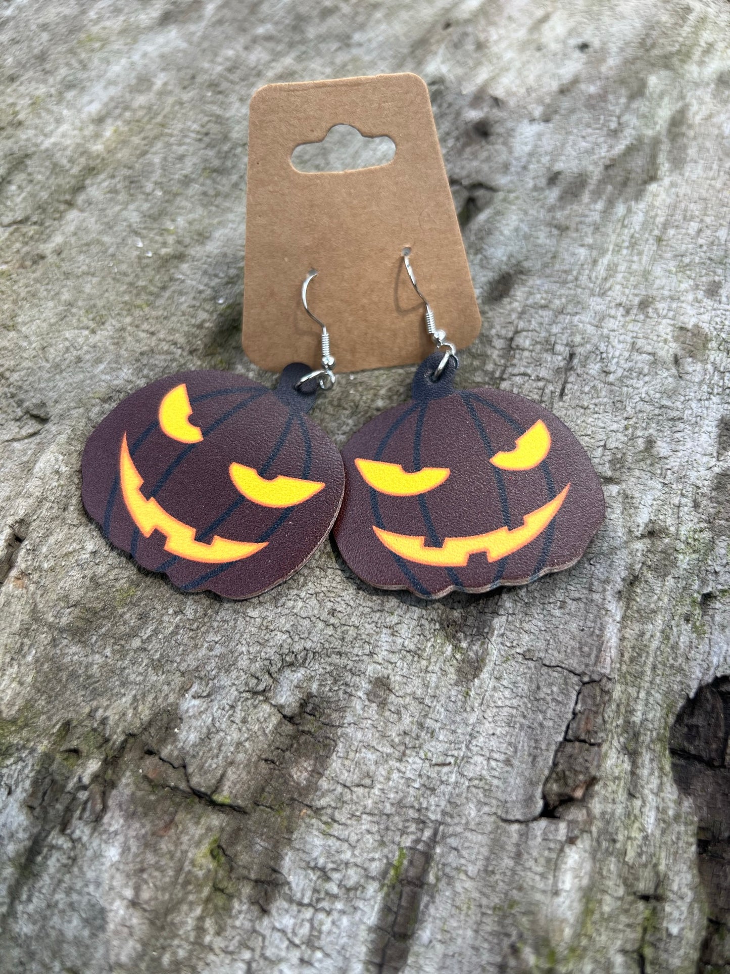 Faux Leather Halloween Dangly Earrings