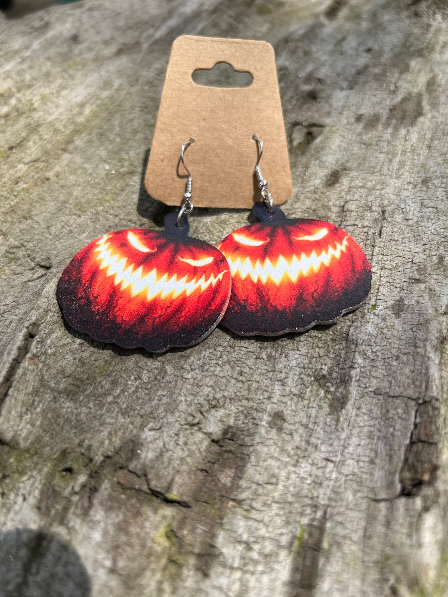 Faux Leather Halloween Dangly Earrings