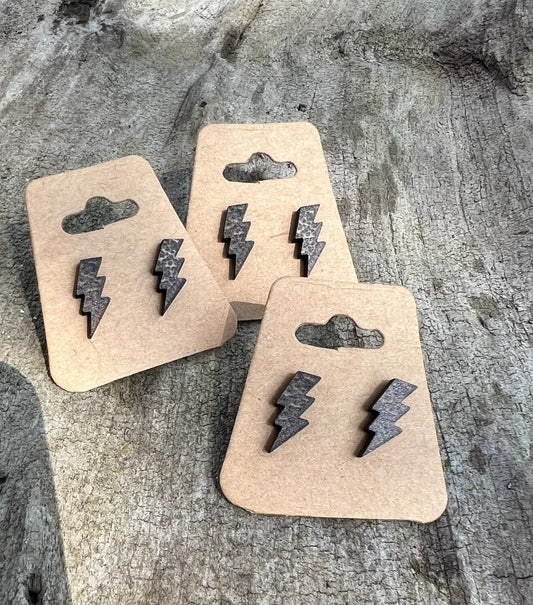 Leopard Print Lightning Bolt Stud Earrings