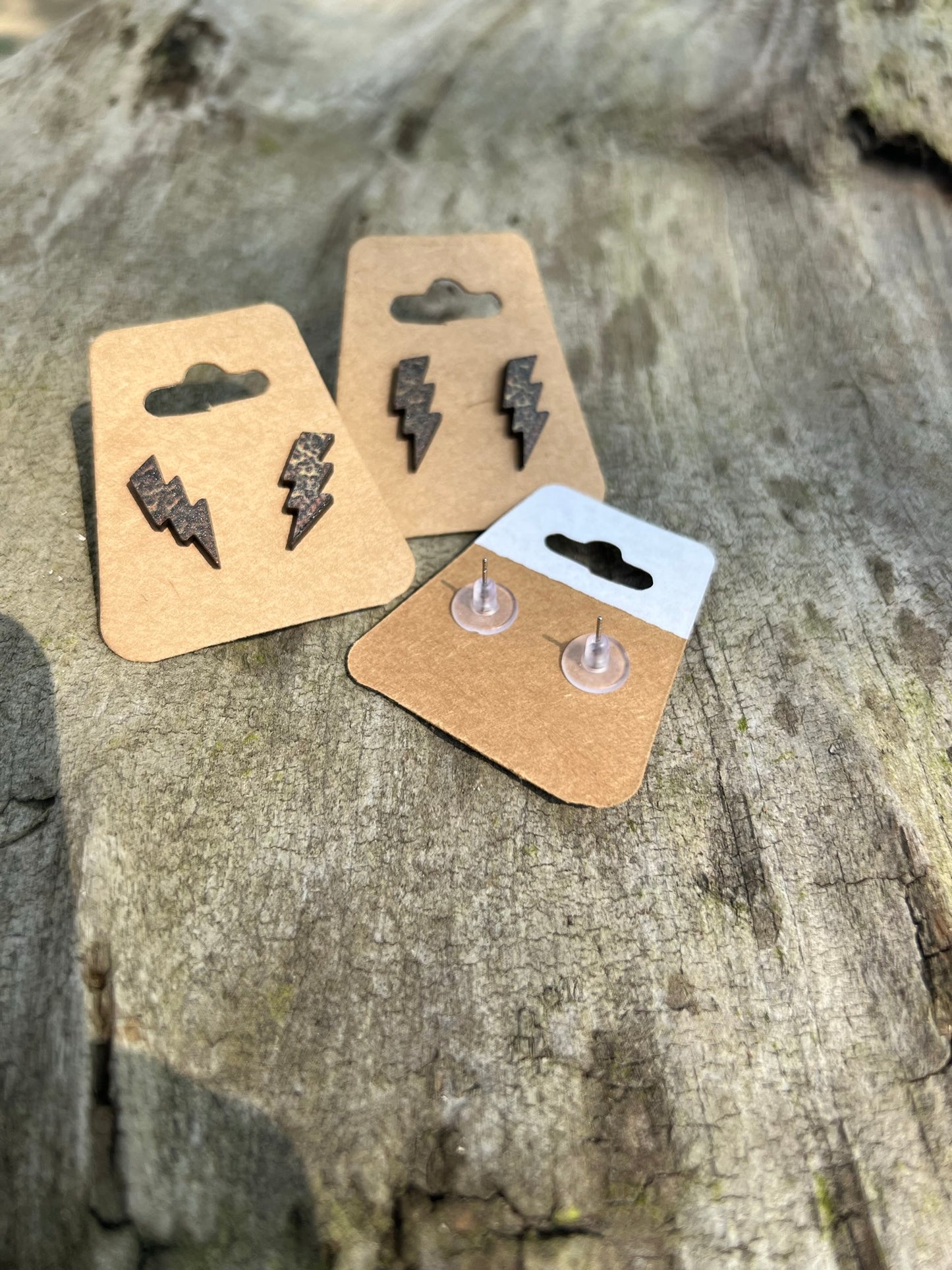 Leopard Print Lightning Bolt Stud Earrings