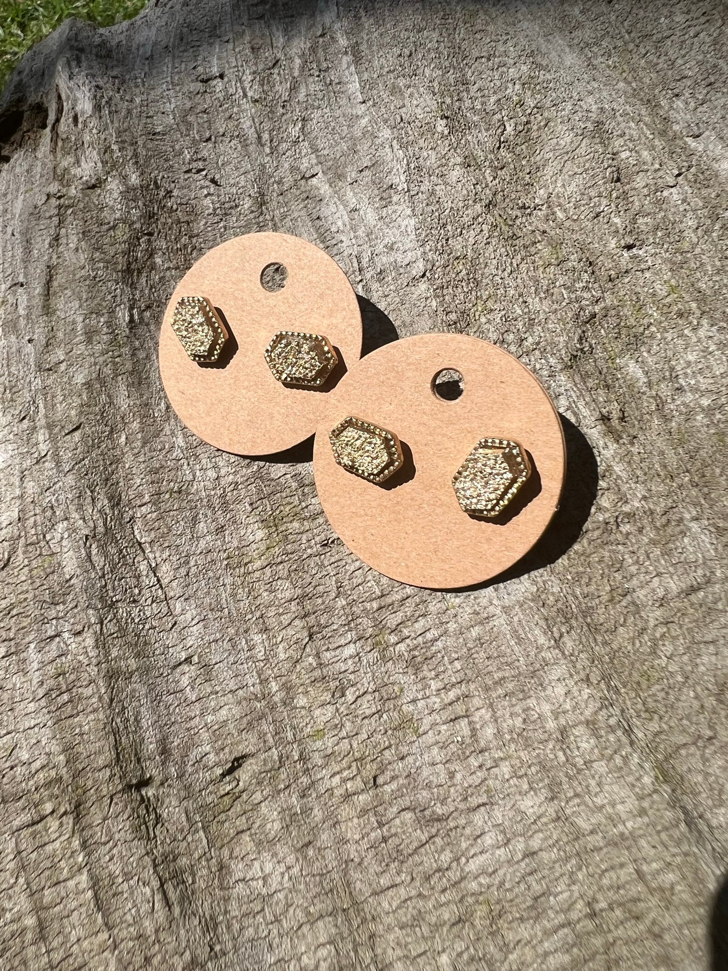 Hexagonal Druzy Stud Earrings