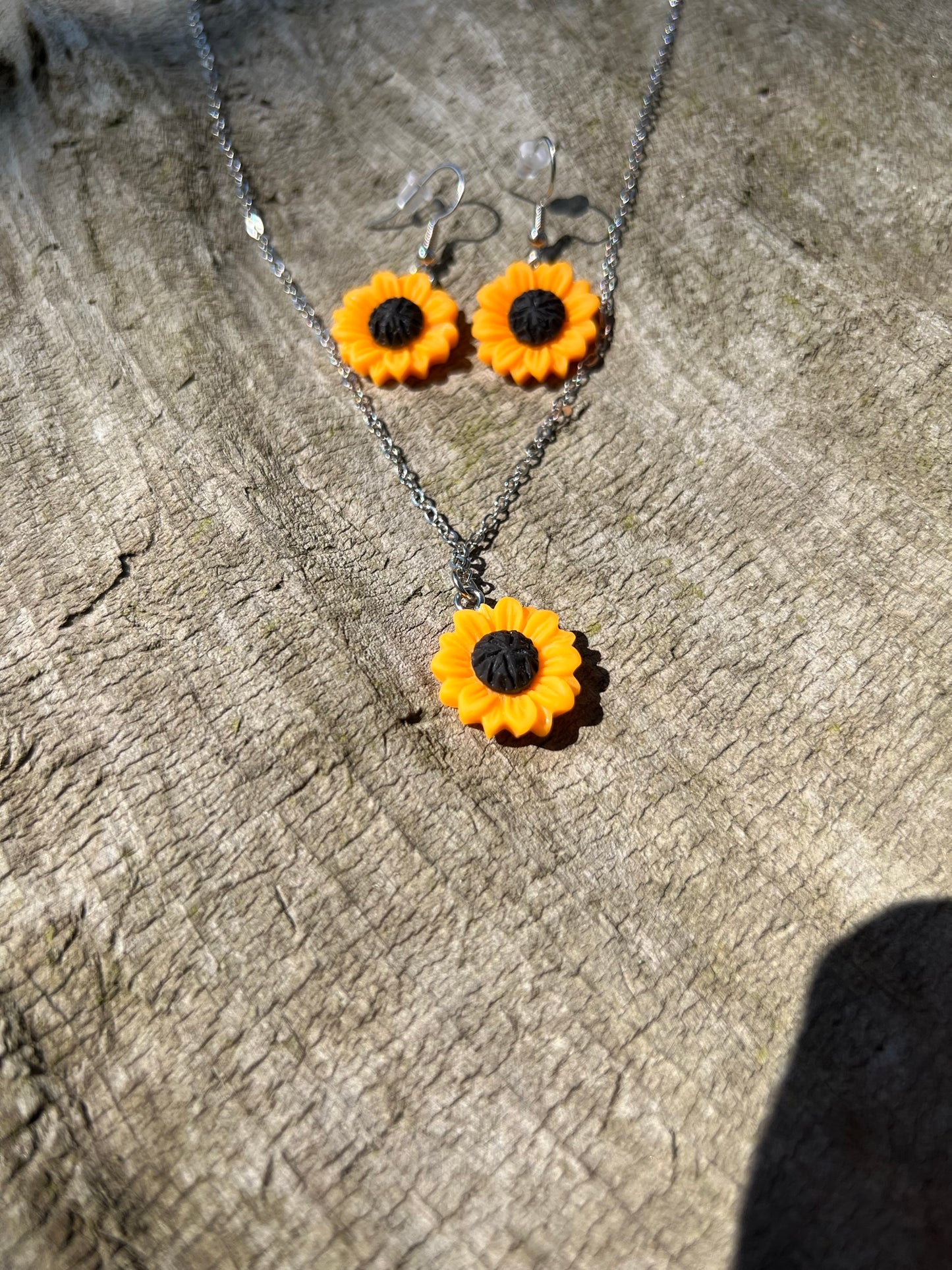 Sunflower Necklace and Earrings