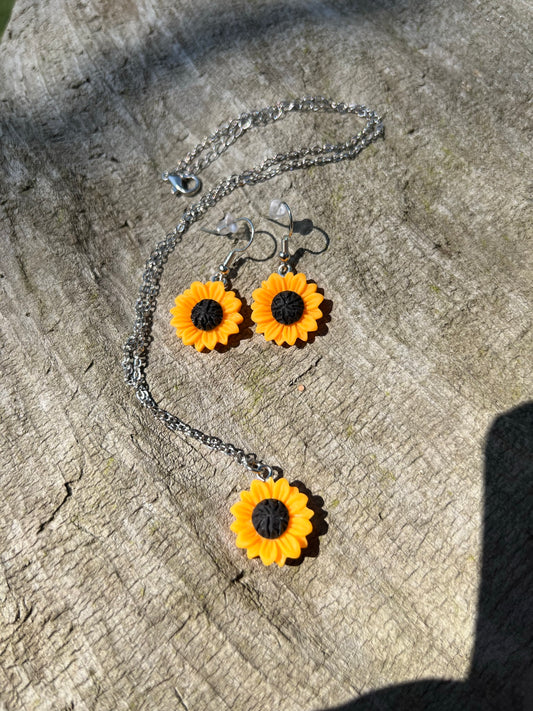 Sunflower Necklace and Earrings