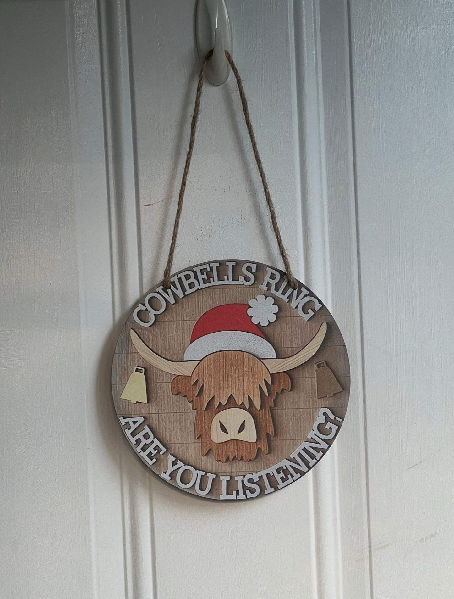 Christmas Cowbells Door Hanger