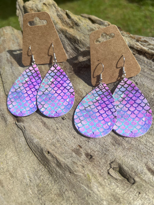 Faux Leather Mermaid Earrings