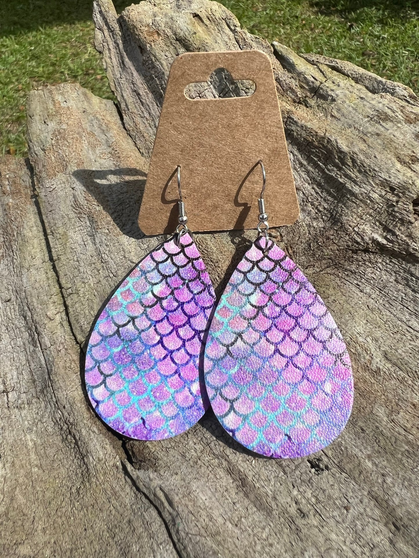 Faux Leather Mermaid Earrings