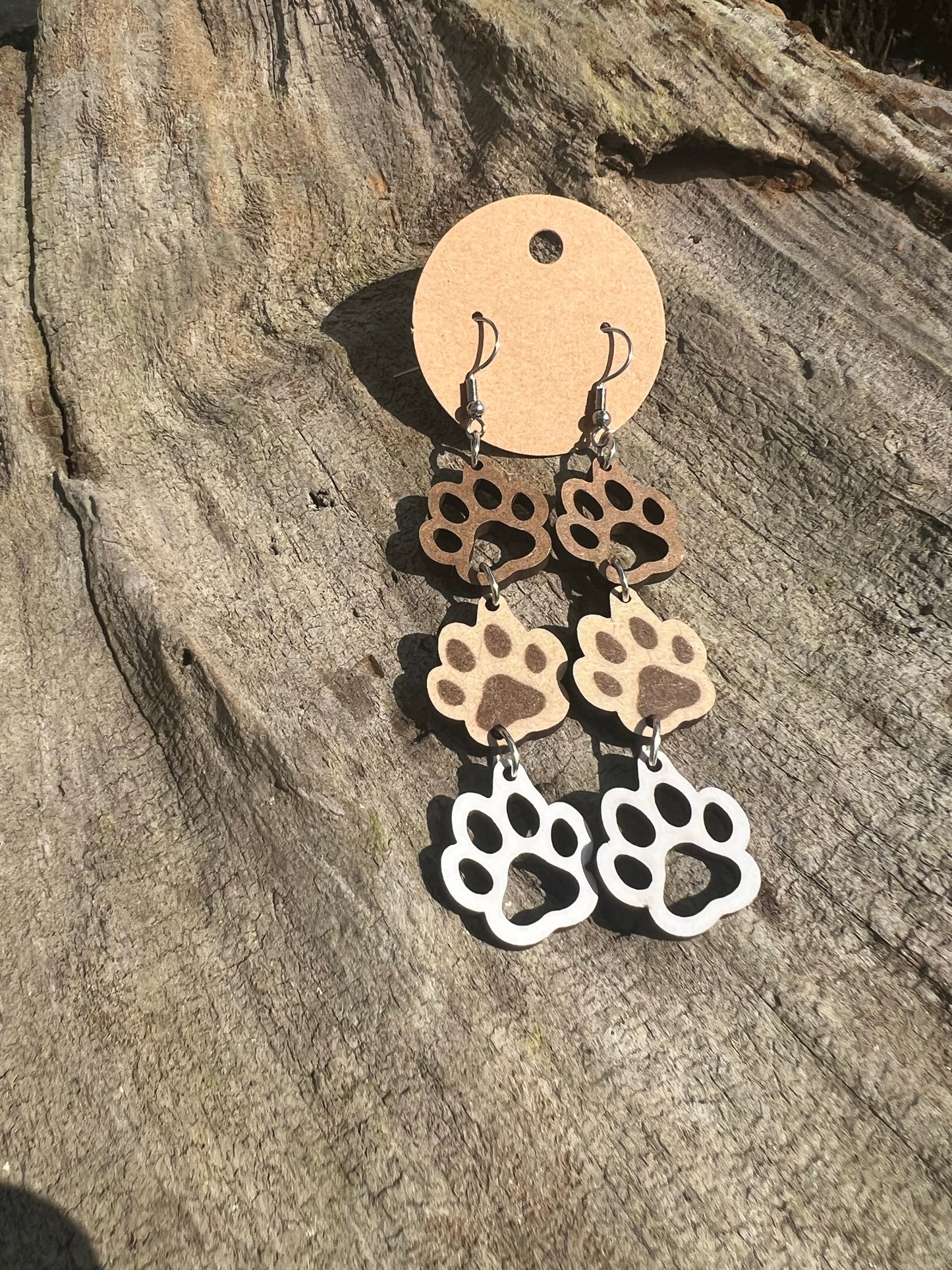 Dog Lover Dangly Wood Earrings