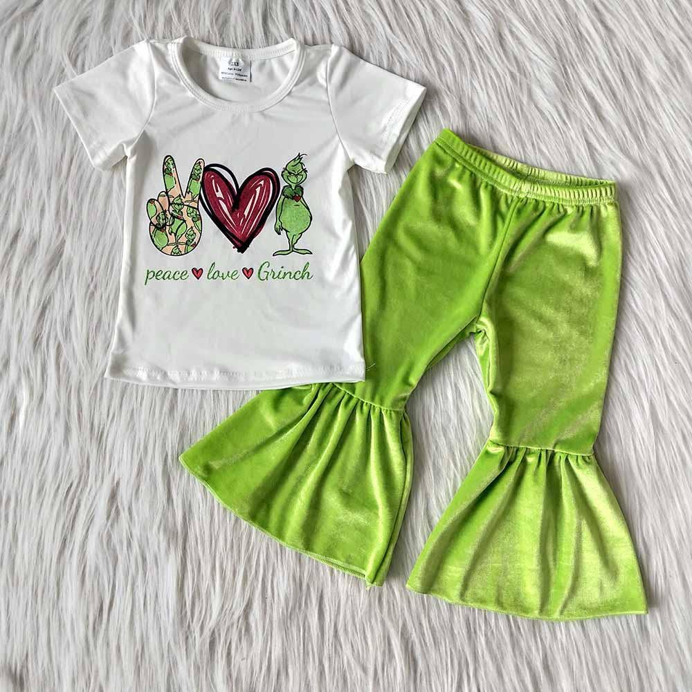 Grinch velvet pants Christmas set