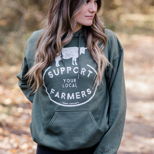 Support Your Local Farmers Hoodie, Military Green