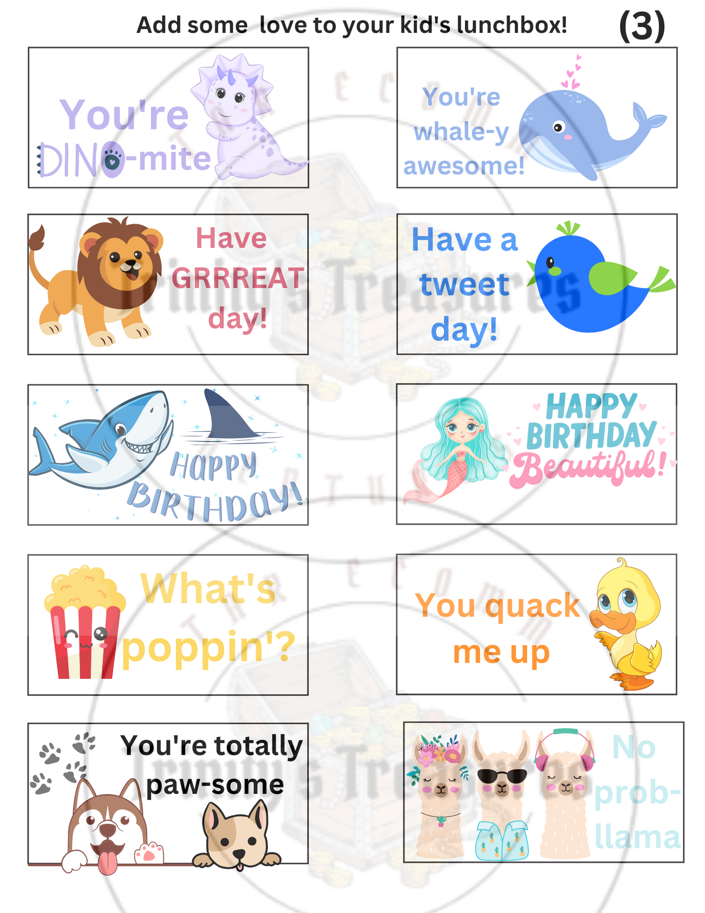 Printable Lunch Box Notes