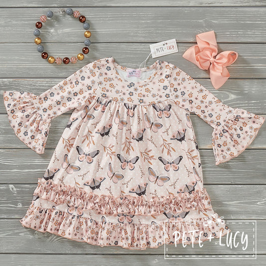 Fall Butterflies Long Sleeve Dress