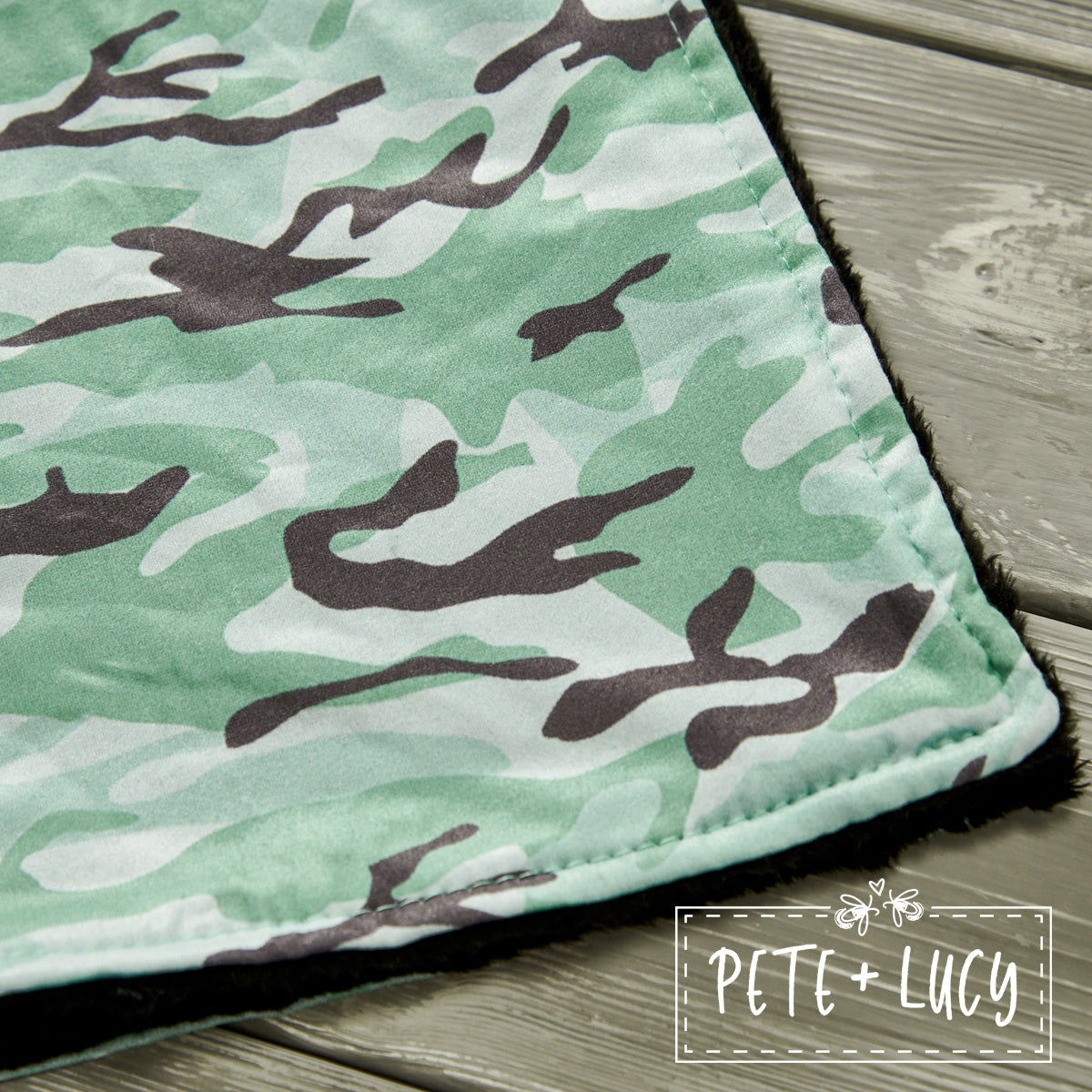 Boys Grey Camo Minky Blanket