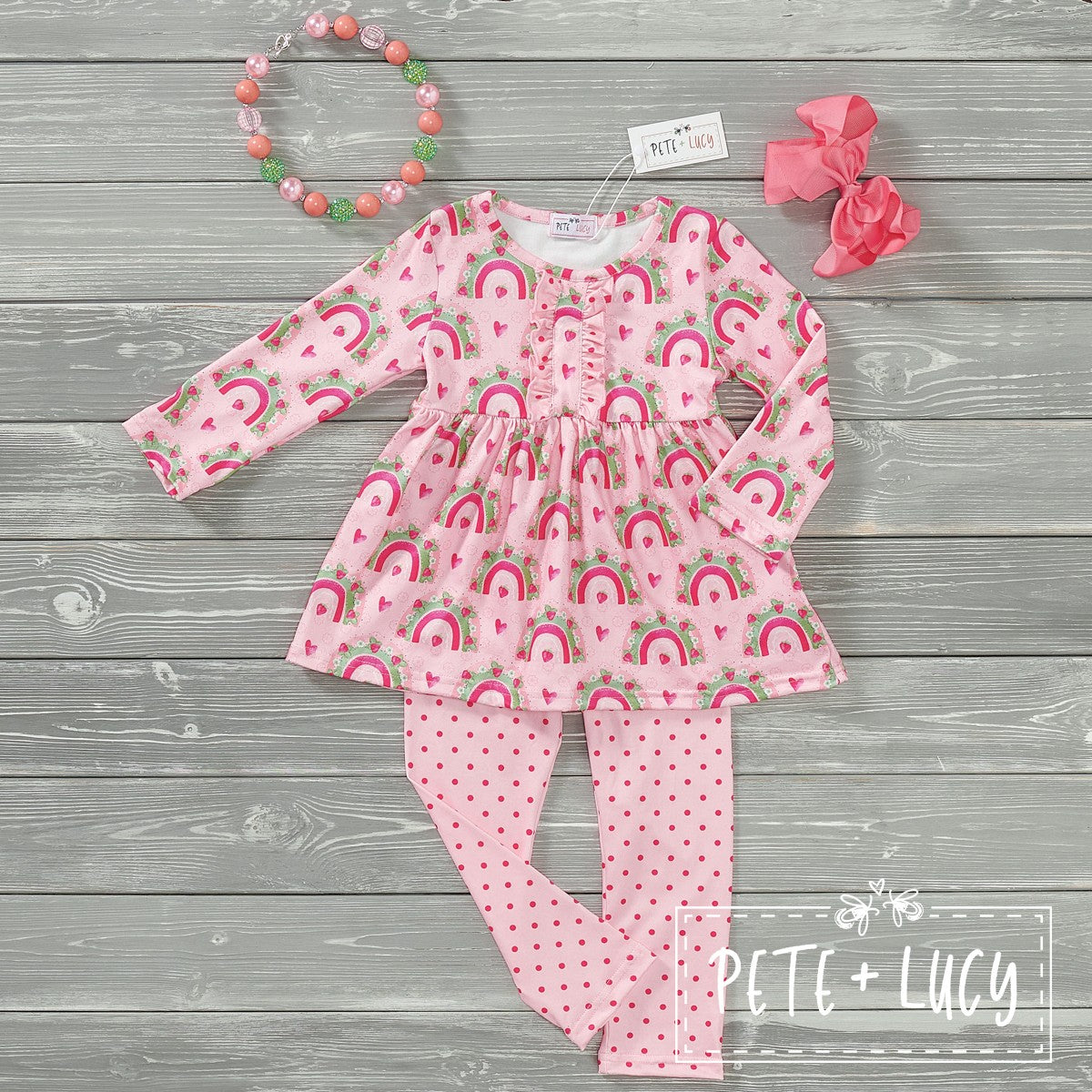 Strawberry Rainbow Long Sleeve Pant Set