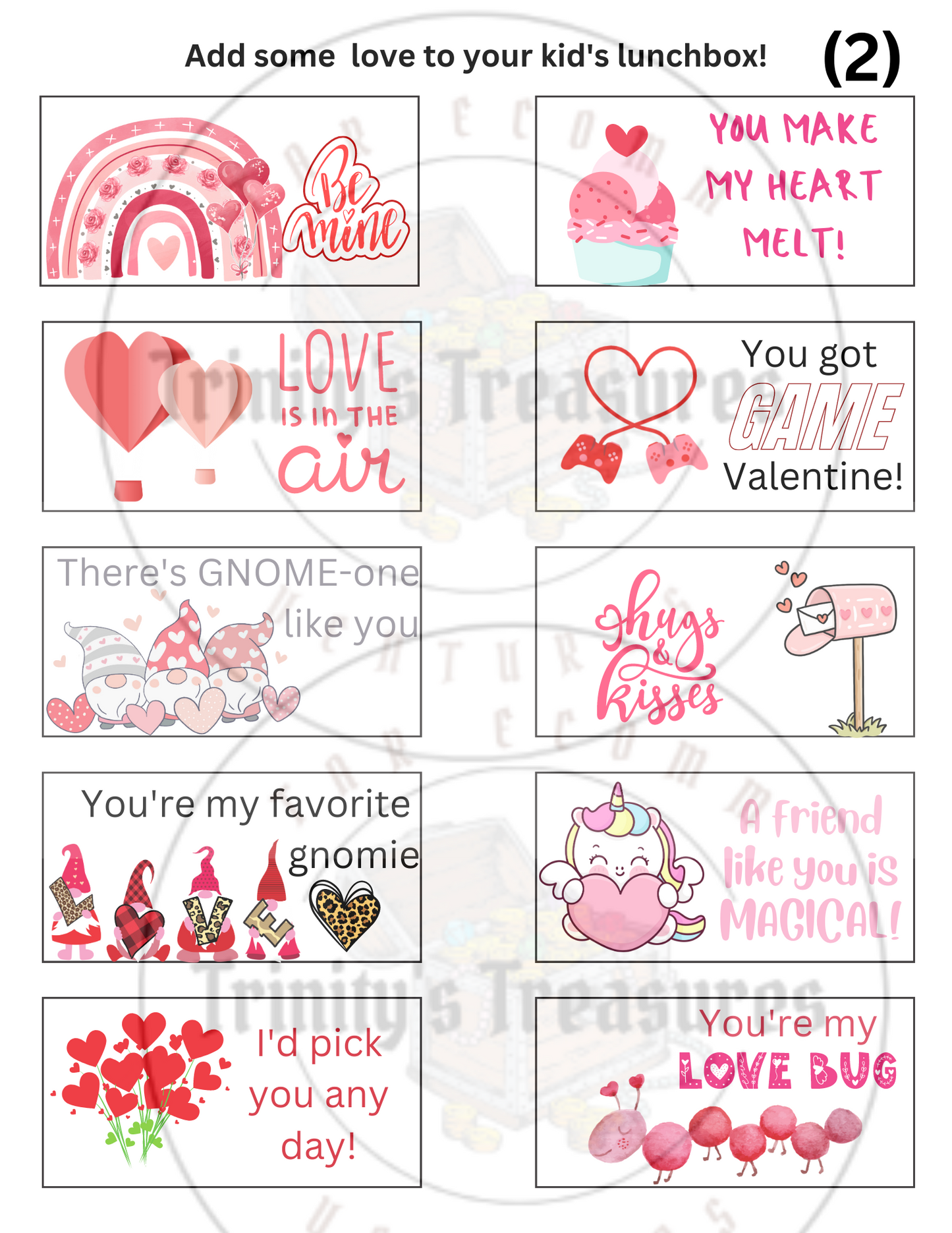 Printable Lunch Box Notes