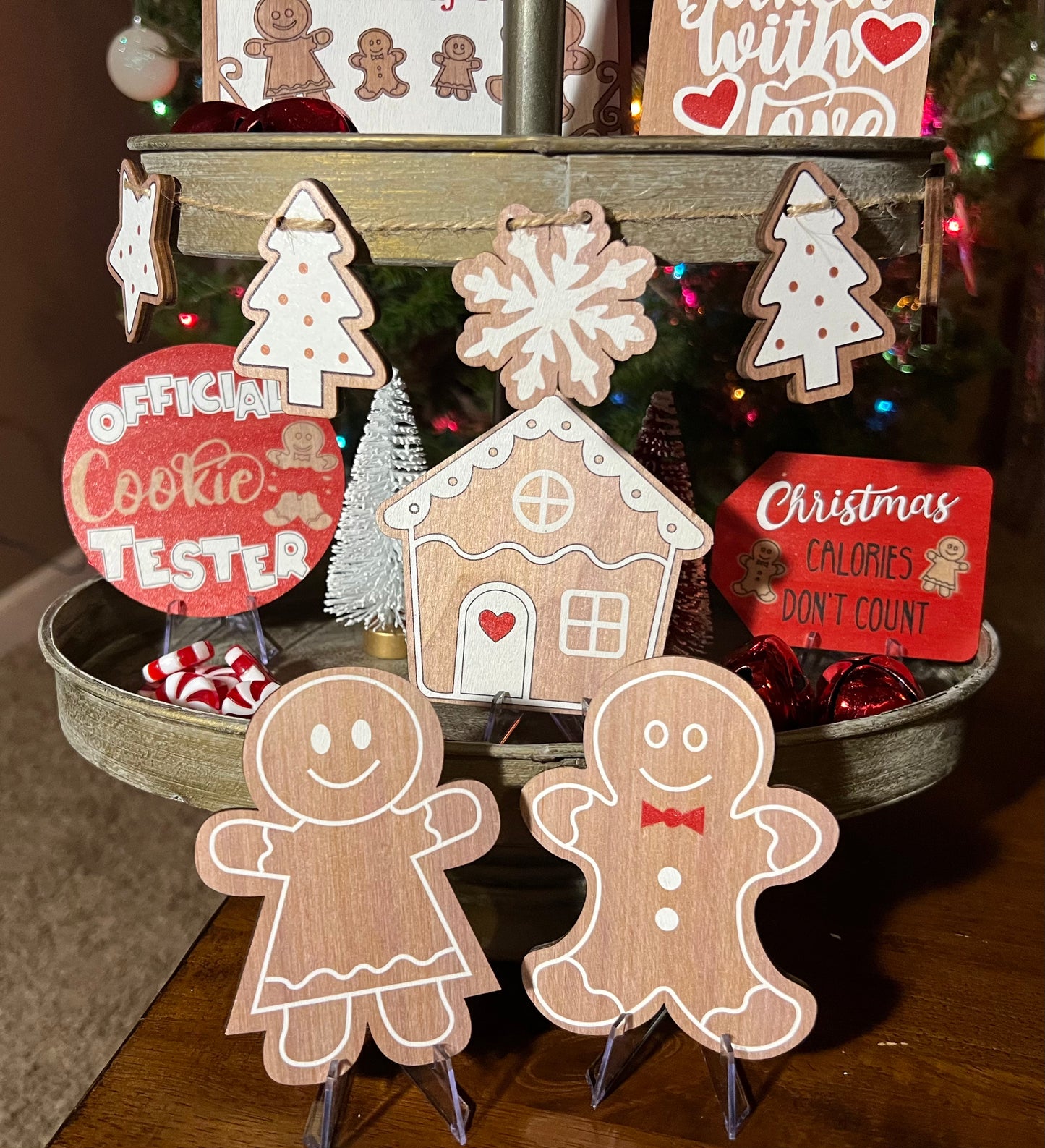 Gingerbread Tiered Tray Decor