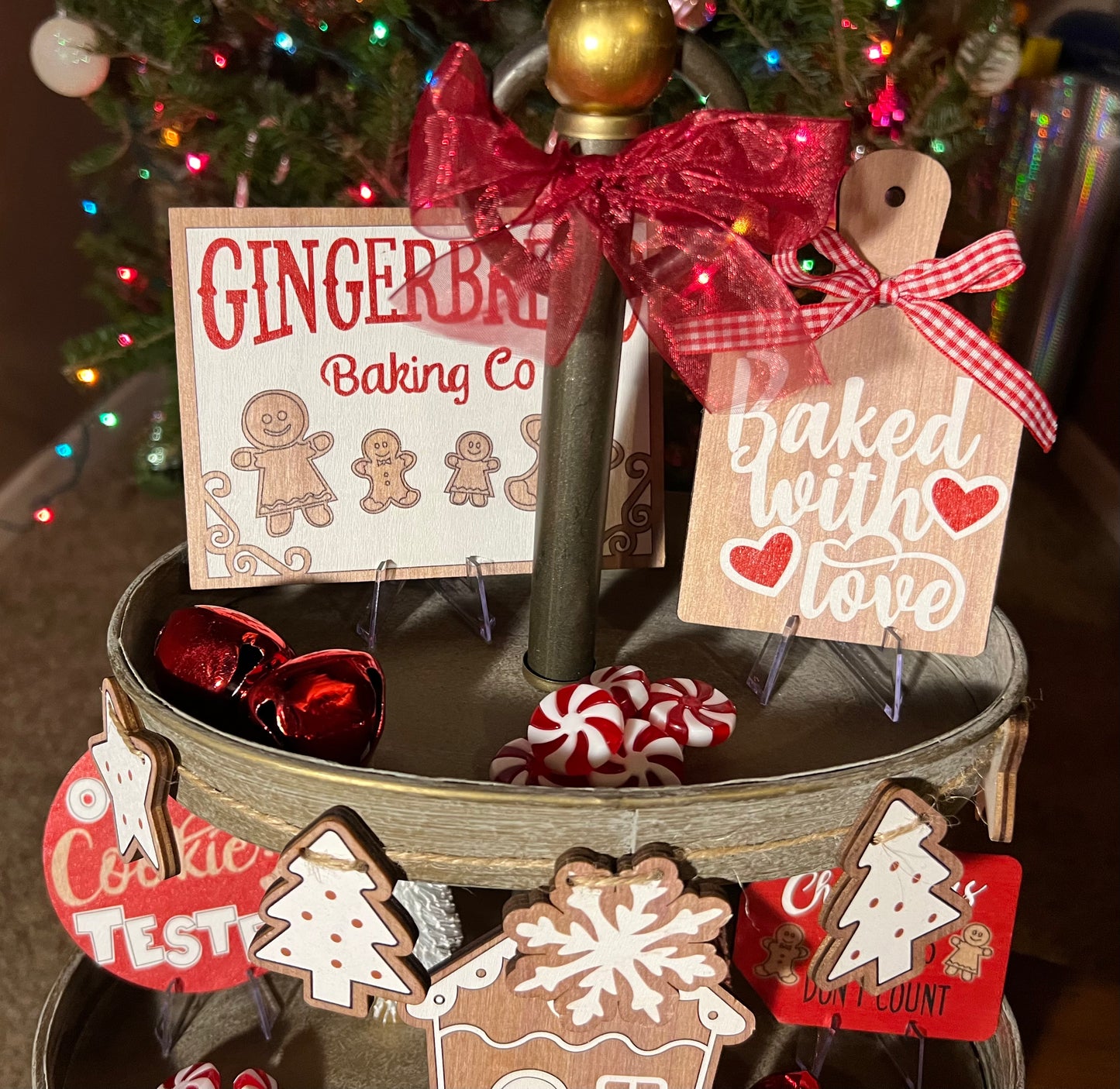 Gingerbread Tiered Tray Decor