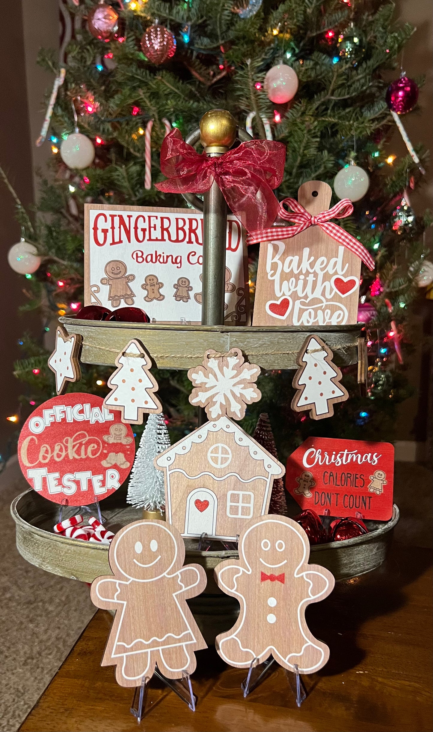 Gingerbread Tiered Tray Decor